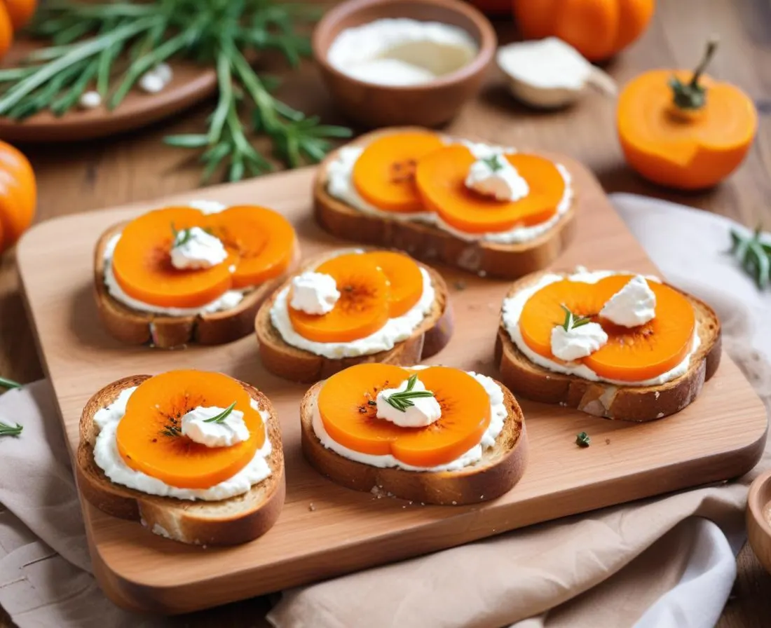 Toasts gourmands au potimarron rôti et chèvre frais