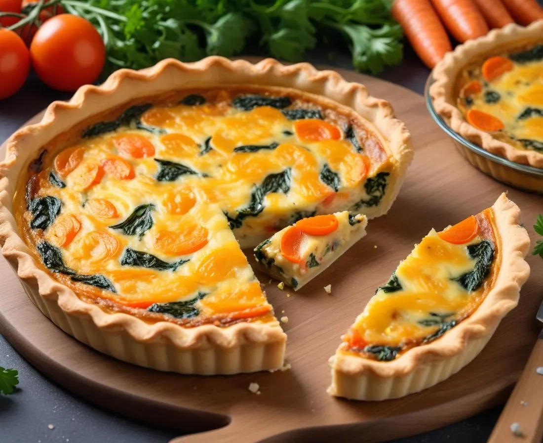 Quiche printanière aux poireaux, épinards et carottes