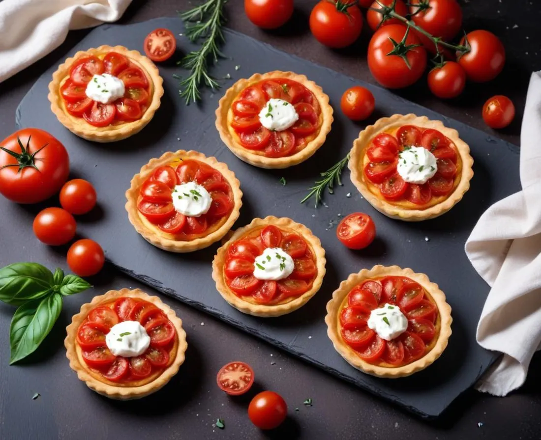 Mini tartelettes aux tomates confites et chèvre frais