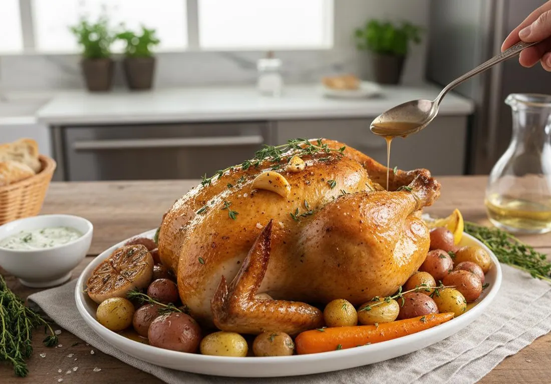 Poulet Rôti Traditionnel au Thym et à l'Ail