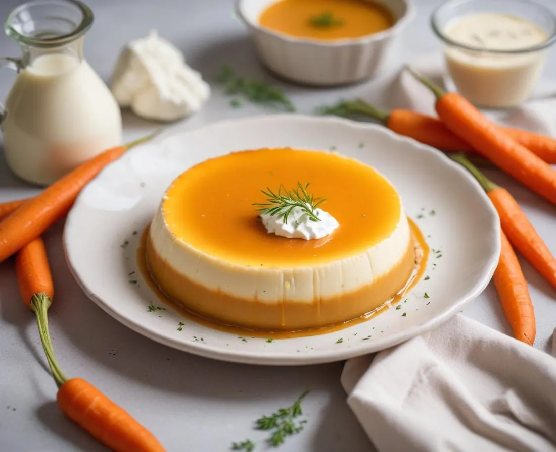 Flan de carottes nouvelles au cumin et crème de chèvre