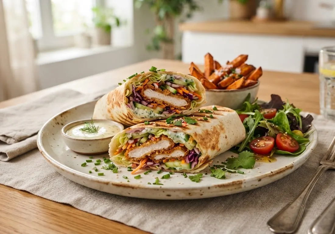 Wrap croustillant de poulet et crudités croquantes