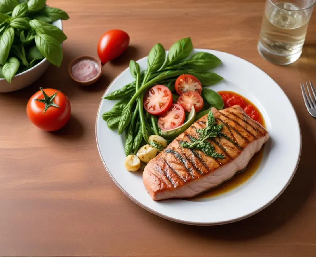 Rouget grillé à l’ail et basilic