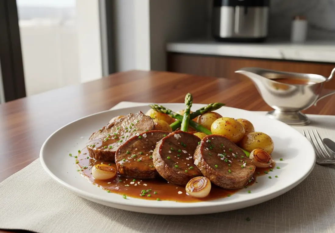 Langue de Bœuf Sauce Madère Modernisée à l'Airfryer