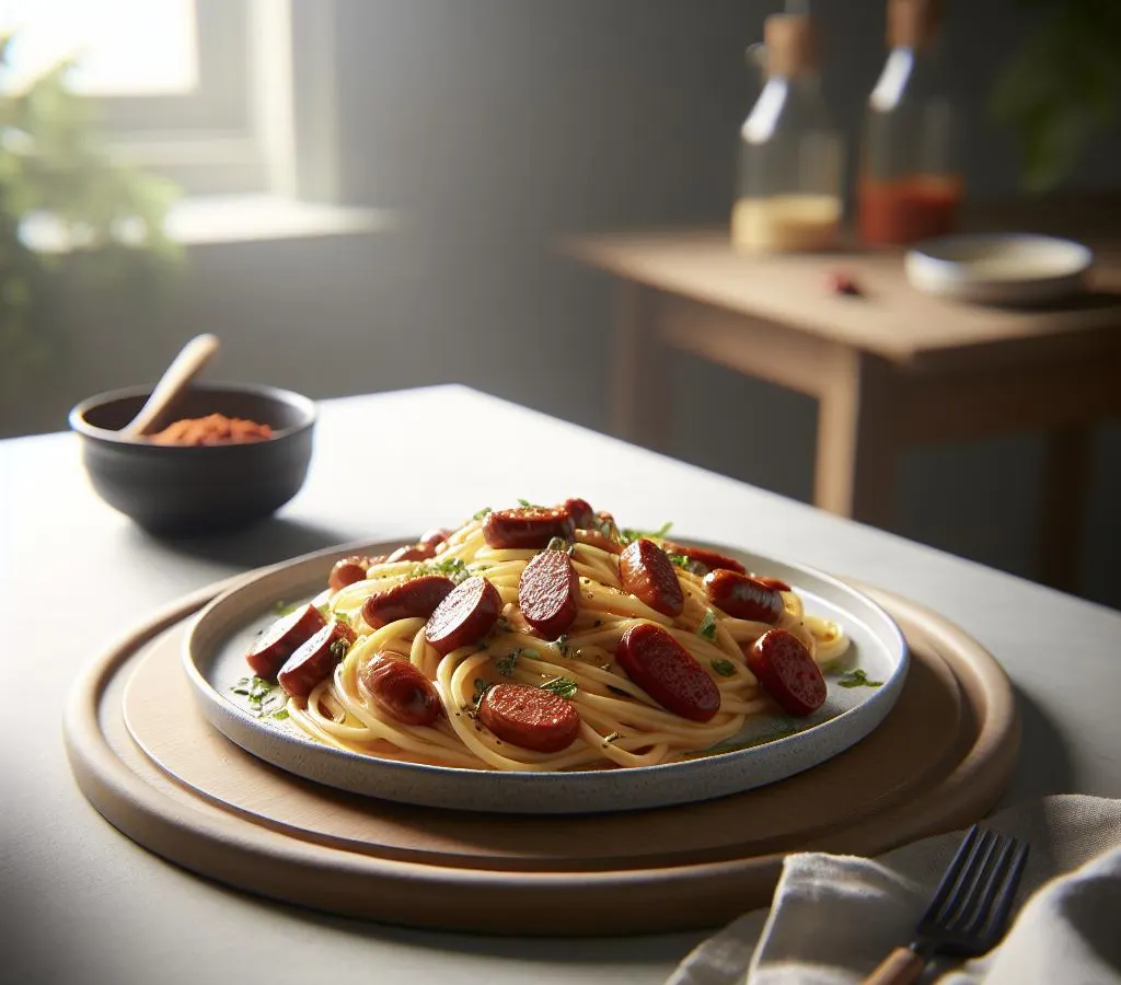 Linguine aux Merguez et Crème