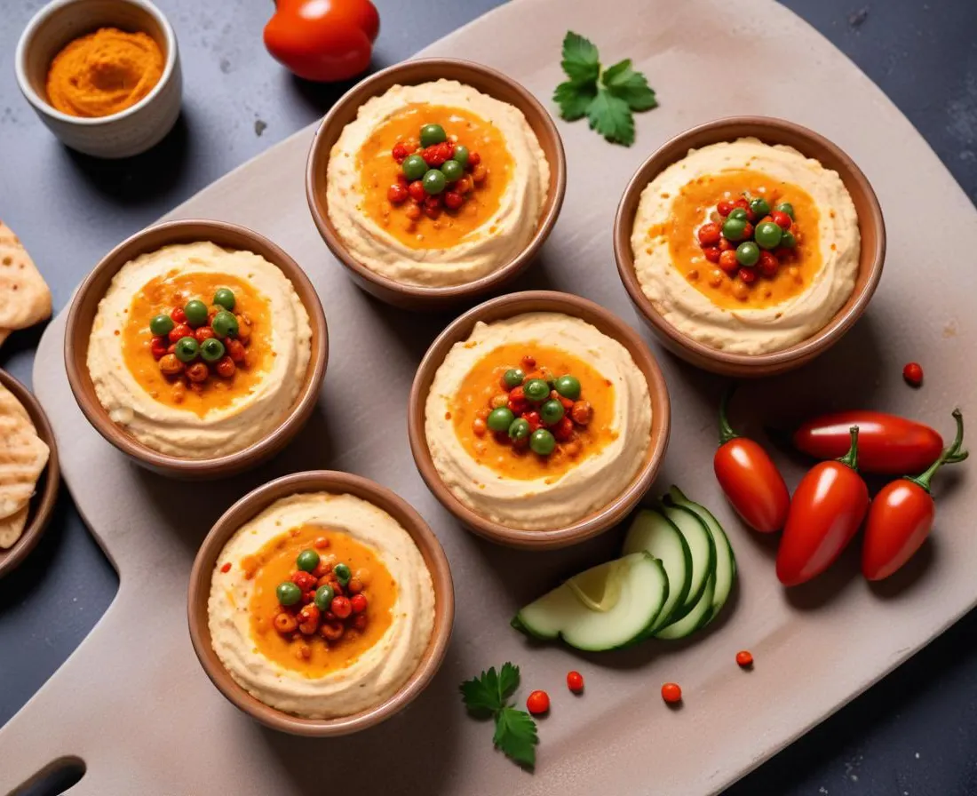 Verrines de Houmous, Pois Chiches Grillés et Paprika