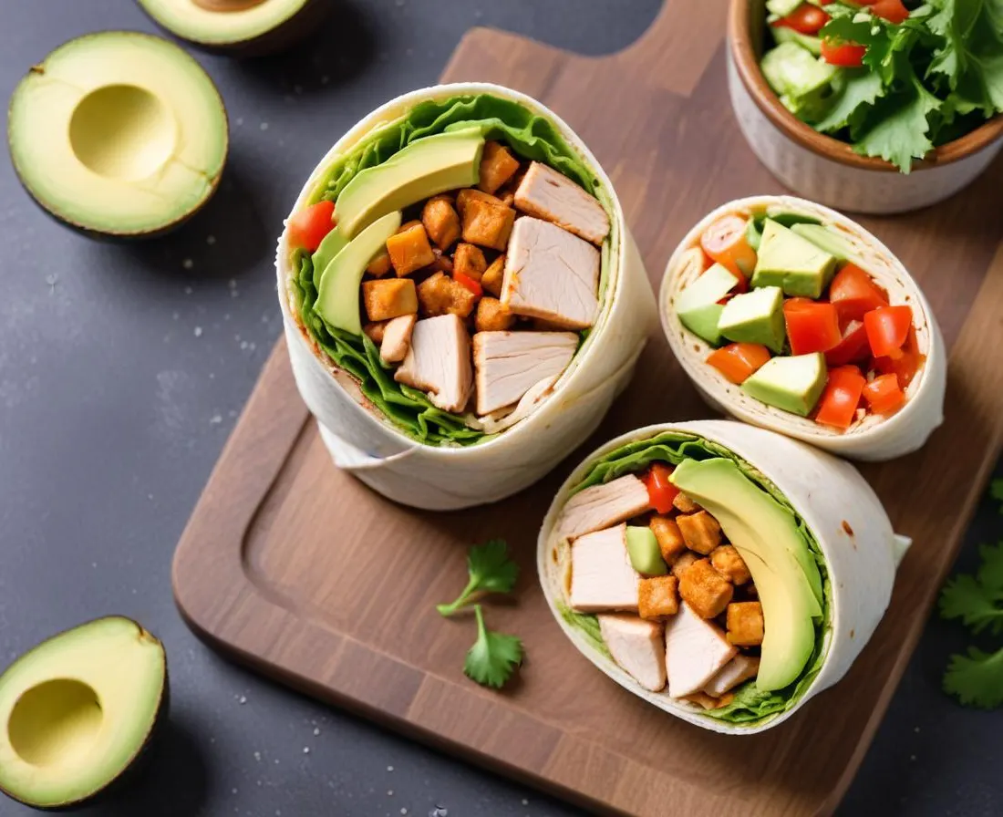 Wrap au Poulet, Avocat et Crudités
