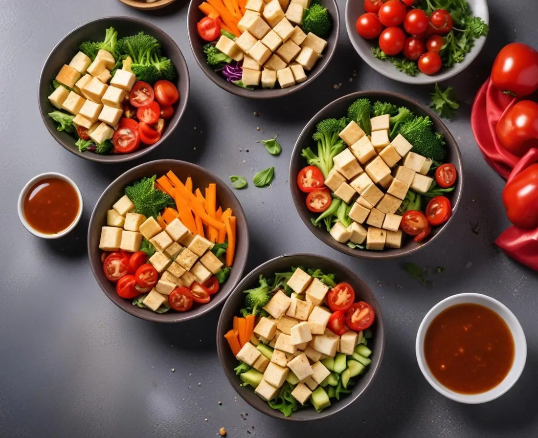 Salade de Tofu Mariné et Crudités Croquantes