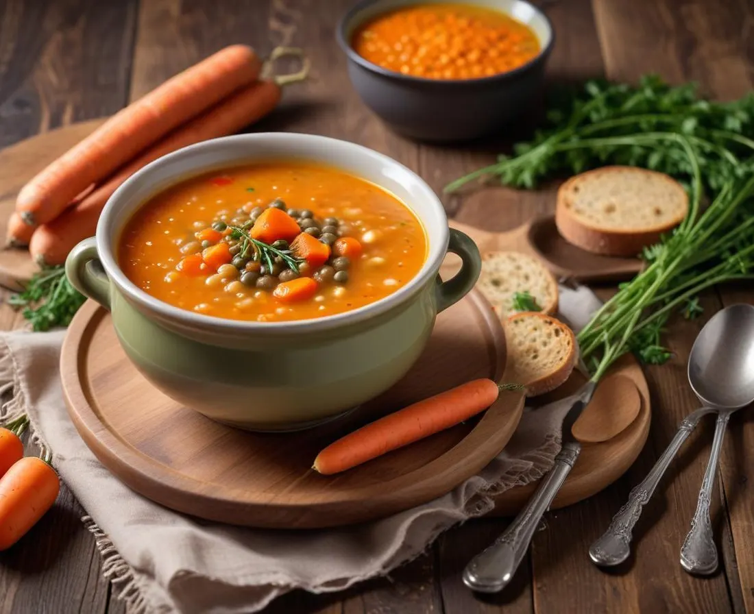 Soupe Rustique aux Lentilles et Carottes