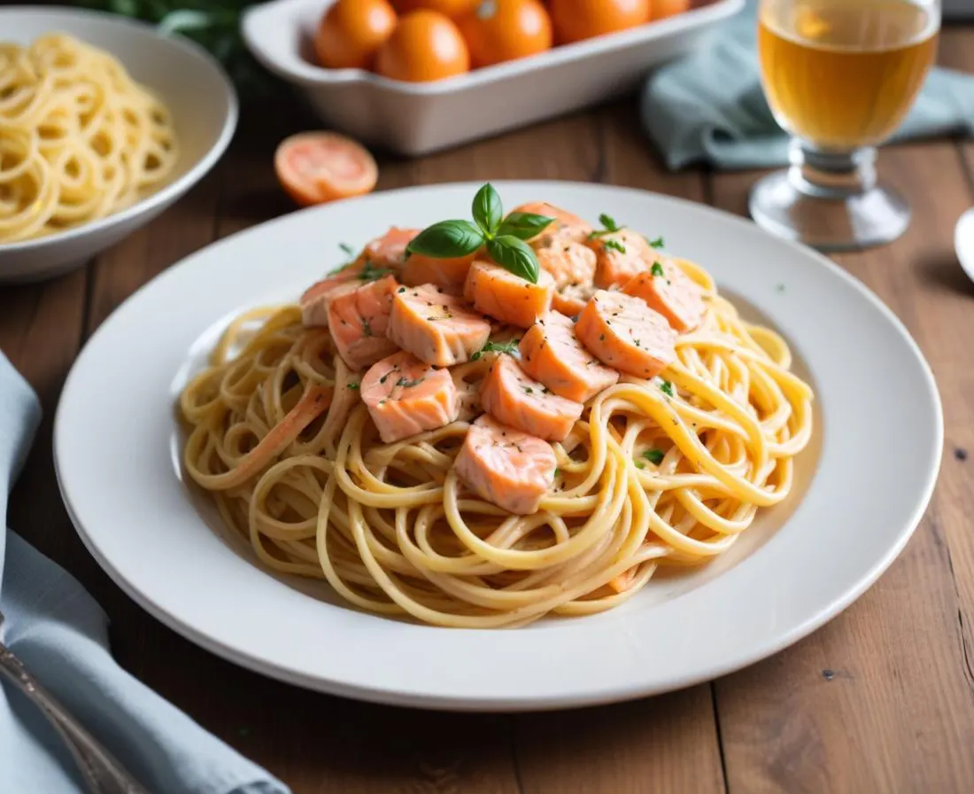 Linguine crémeuses au saumon fumé (sans vin blanc ni câpres)