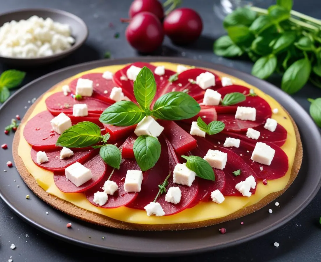 Carpaccio de Betteraves Crues, Feta et Menthe Fraîche