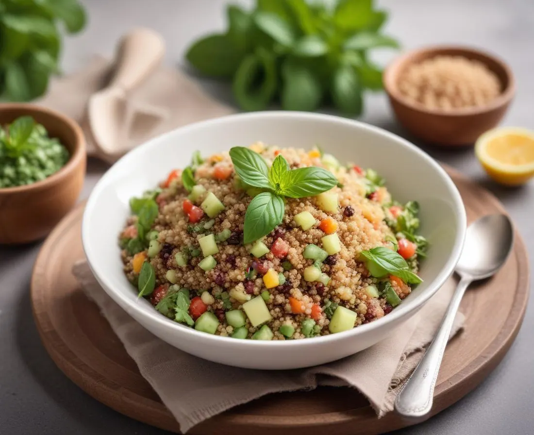 Salade de quinoa, fèves et menthe