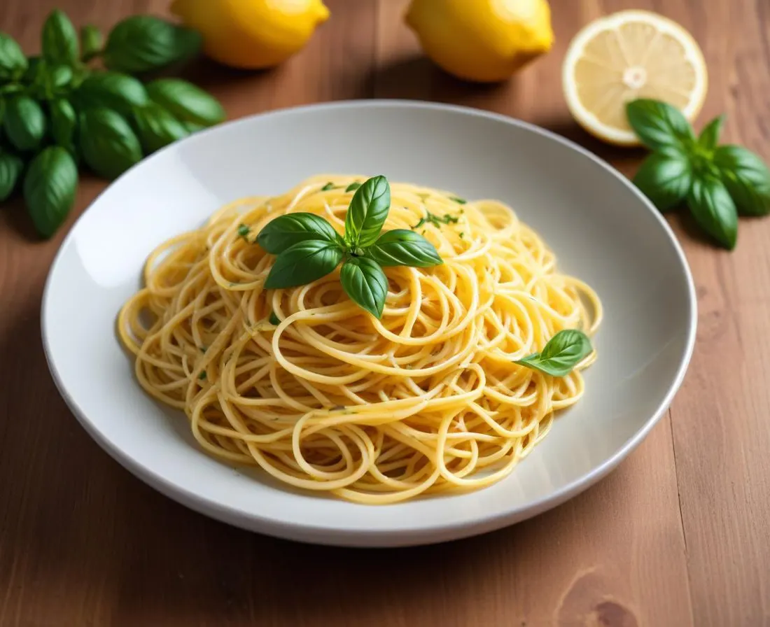 Spaghettis au citron et basilic