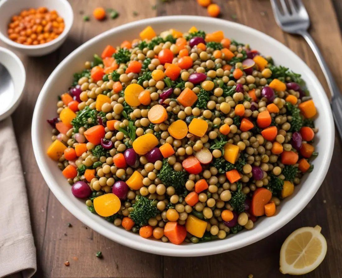 Salade d'Automne aux Lentilles et Légumes Racines Rôtis
