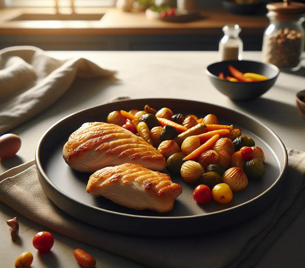 Blancs de poulet au Air Fryer : la recette avec des petits légumes rôtis