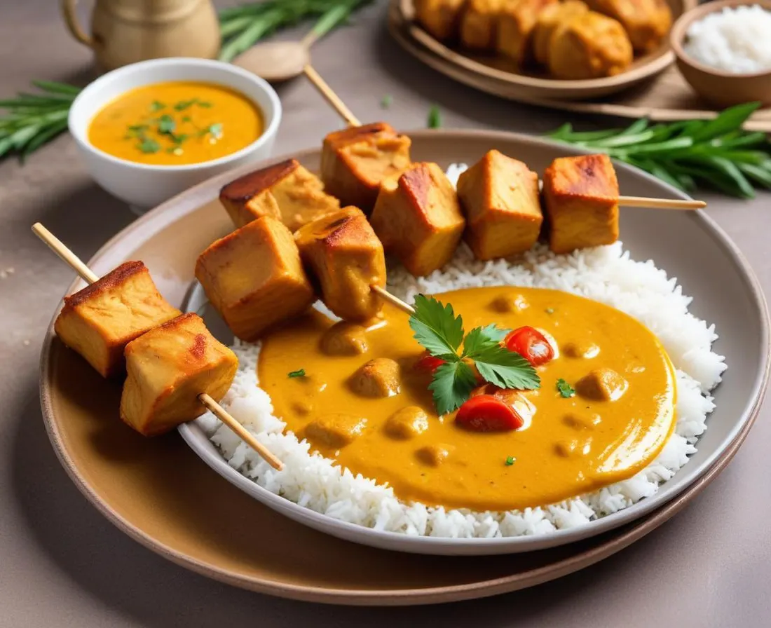 Brochettes de Dinde au Curry et Lait de Coco