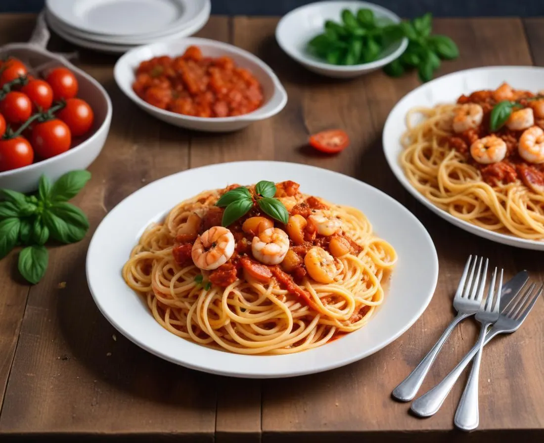 Spaghetti Crémeux aux Crevettes et Chorizo