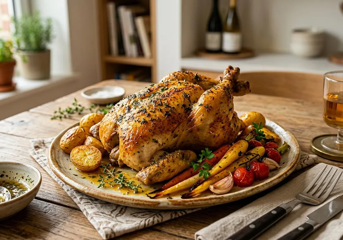 Poulet Rôti Traditionnel au Beurre d'Herbes