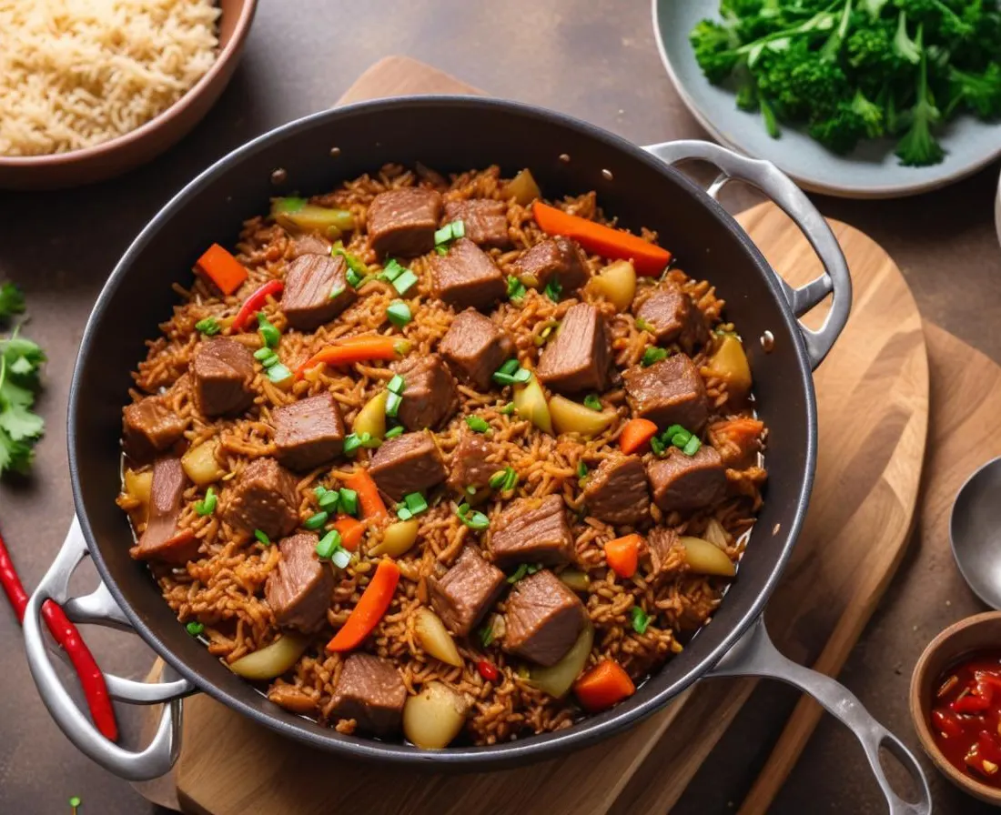 Riz sauté au boeuf à la mode asiatique (One-Pot)