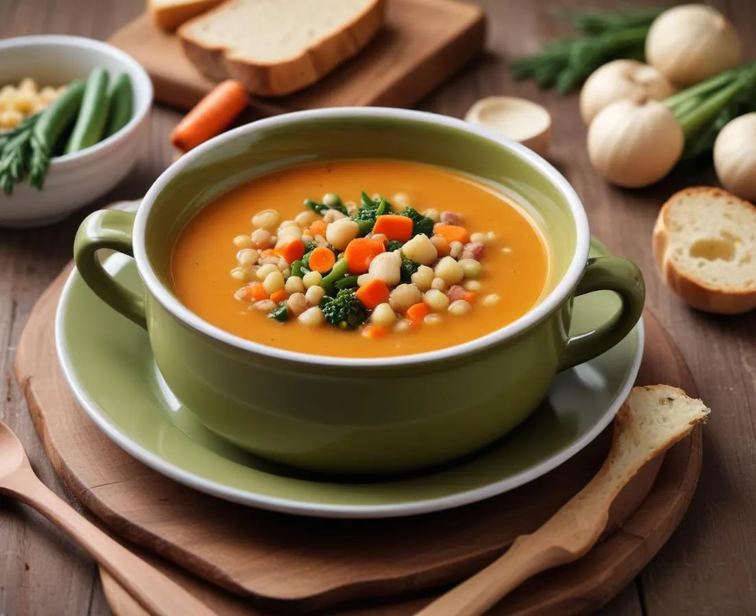 Soupe de légumes d'hiver et croûtons