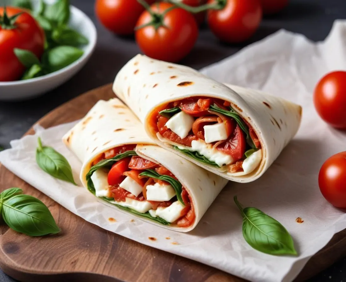 Wrap aux Tomates Séchées, Mozzarella et Basilic