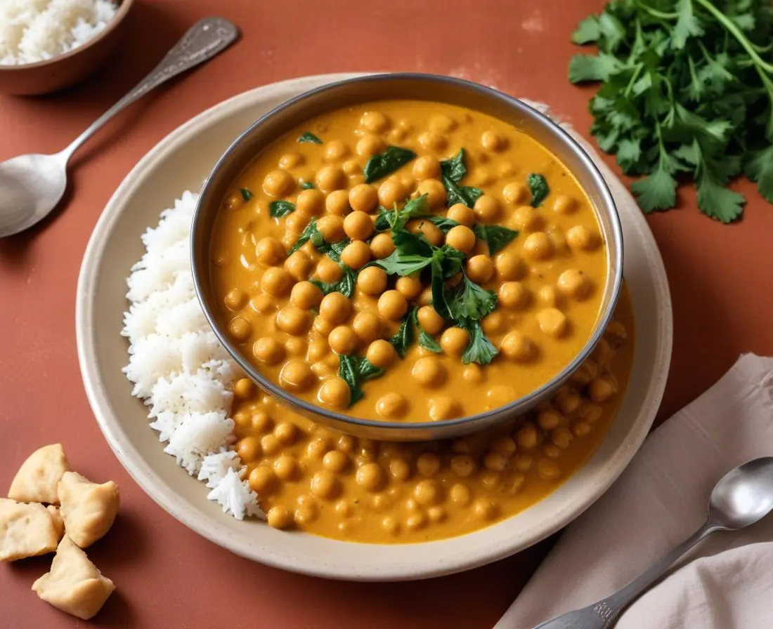 Curry de pois chiches au lait de coco et épinards