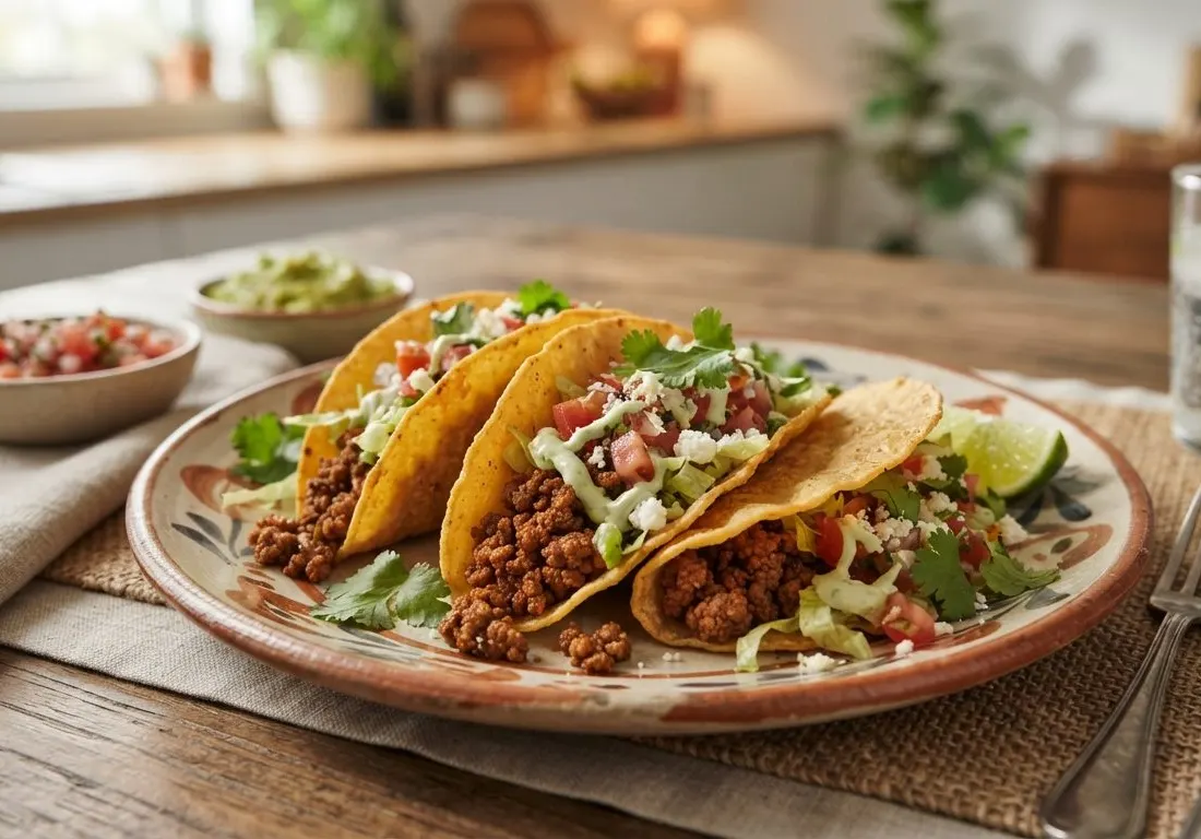 Tacos croustillants au bœuf épicé et salsa fraîche