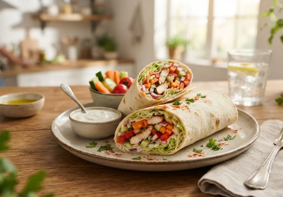 Wrap au poulet et crudités