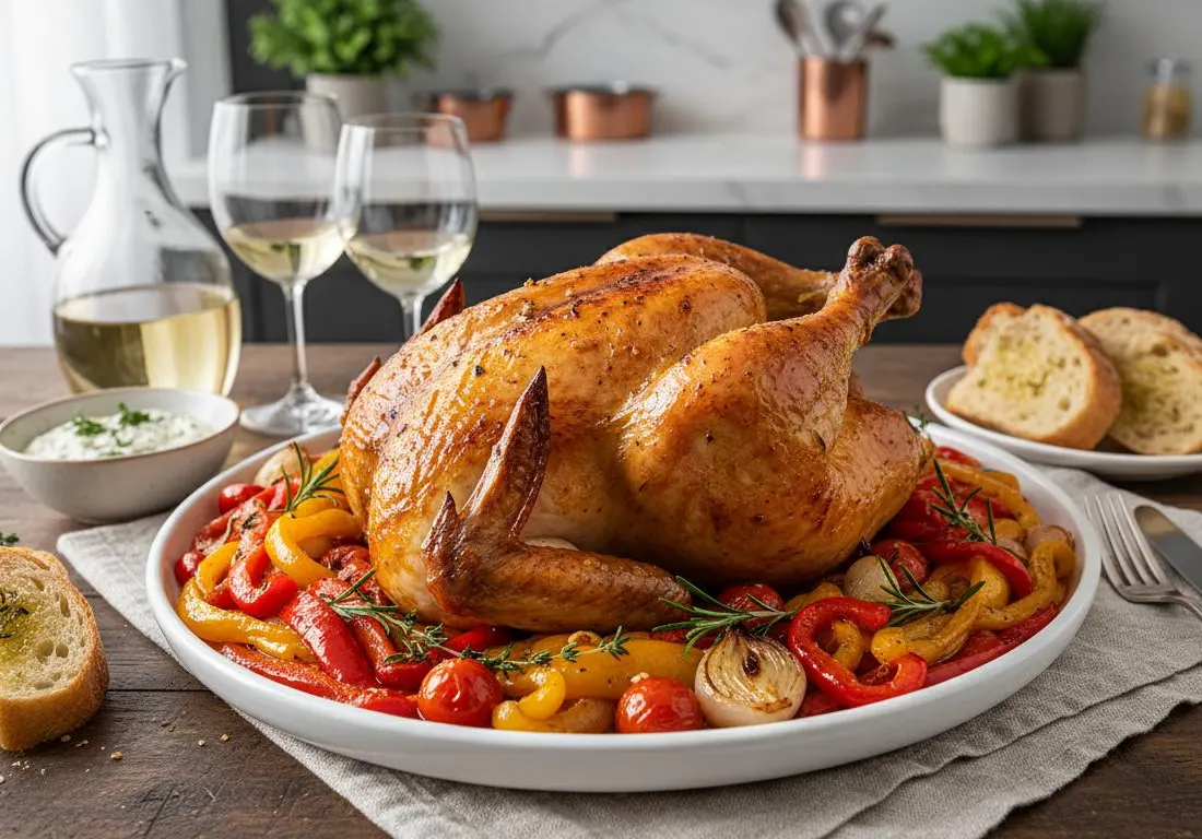 Poulet Entier de 2,5kg aux Poivrons Confits au Cosori 10L