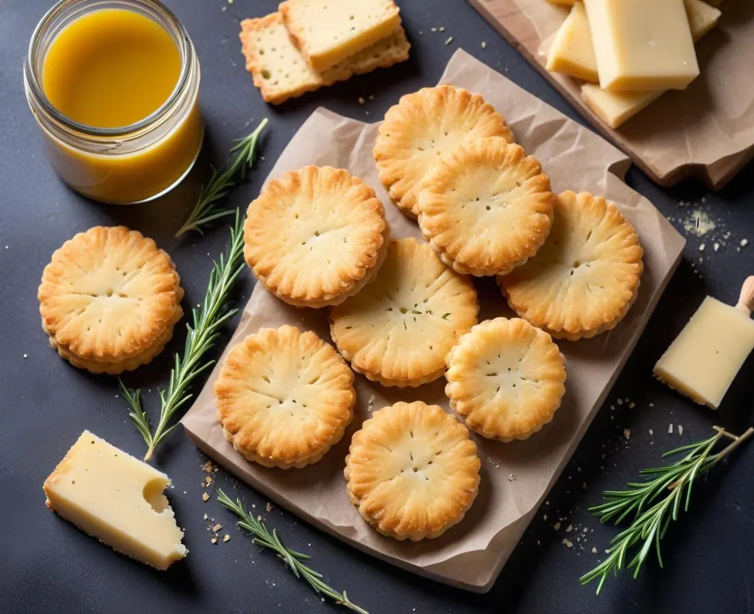 Sablés Croquants au Parmesan et Romarin Frais