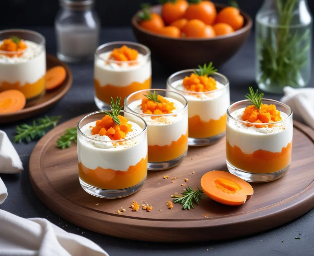 Verrines de mousse de carottes au cumin et fromage blanc