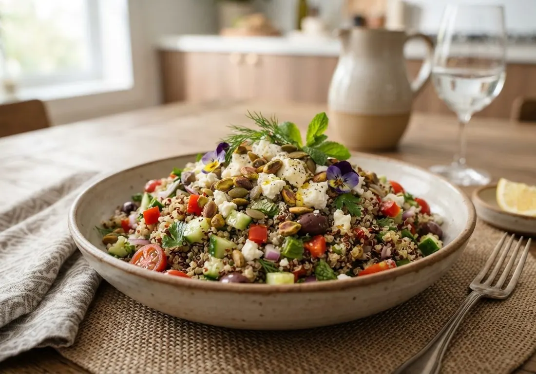 Salade de quinoa aux légumes croquants et feta
