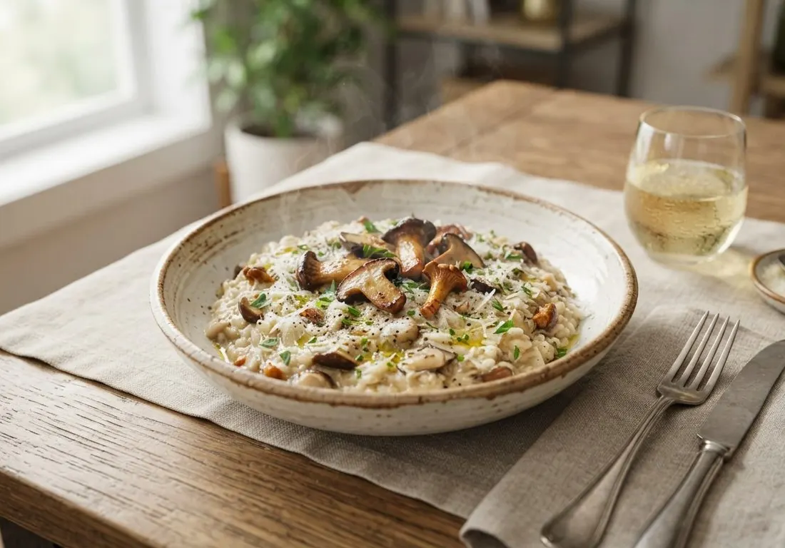 Risotto crémeux aux champignons sauvages
