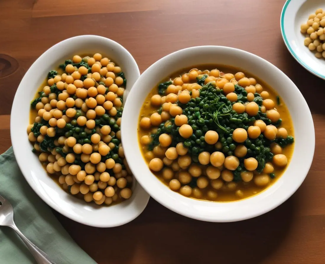 Poêlée de pois chiches et épinards