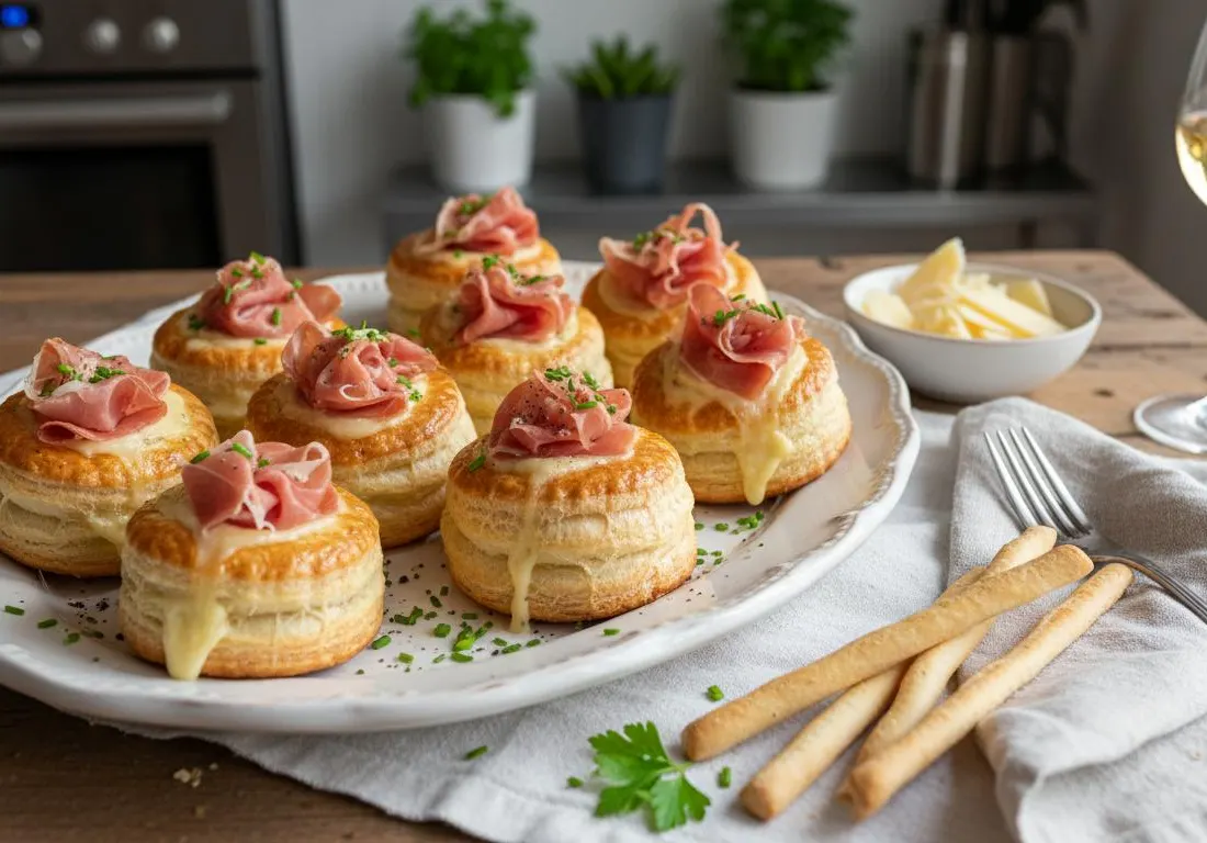 Bouchées Feuilletées au Jambon Sec et Comté