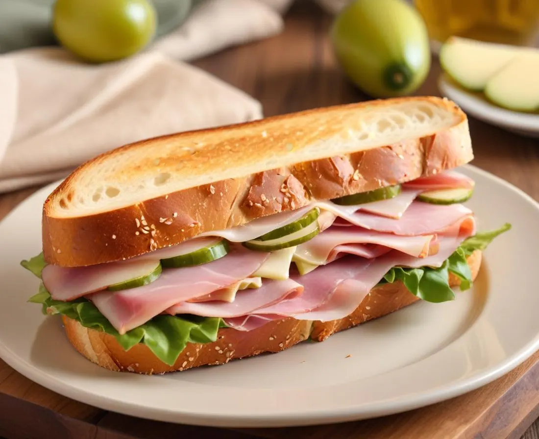 Sandwich au jambon de pays, comté et cornichons (à emporter)