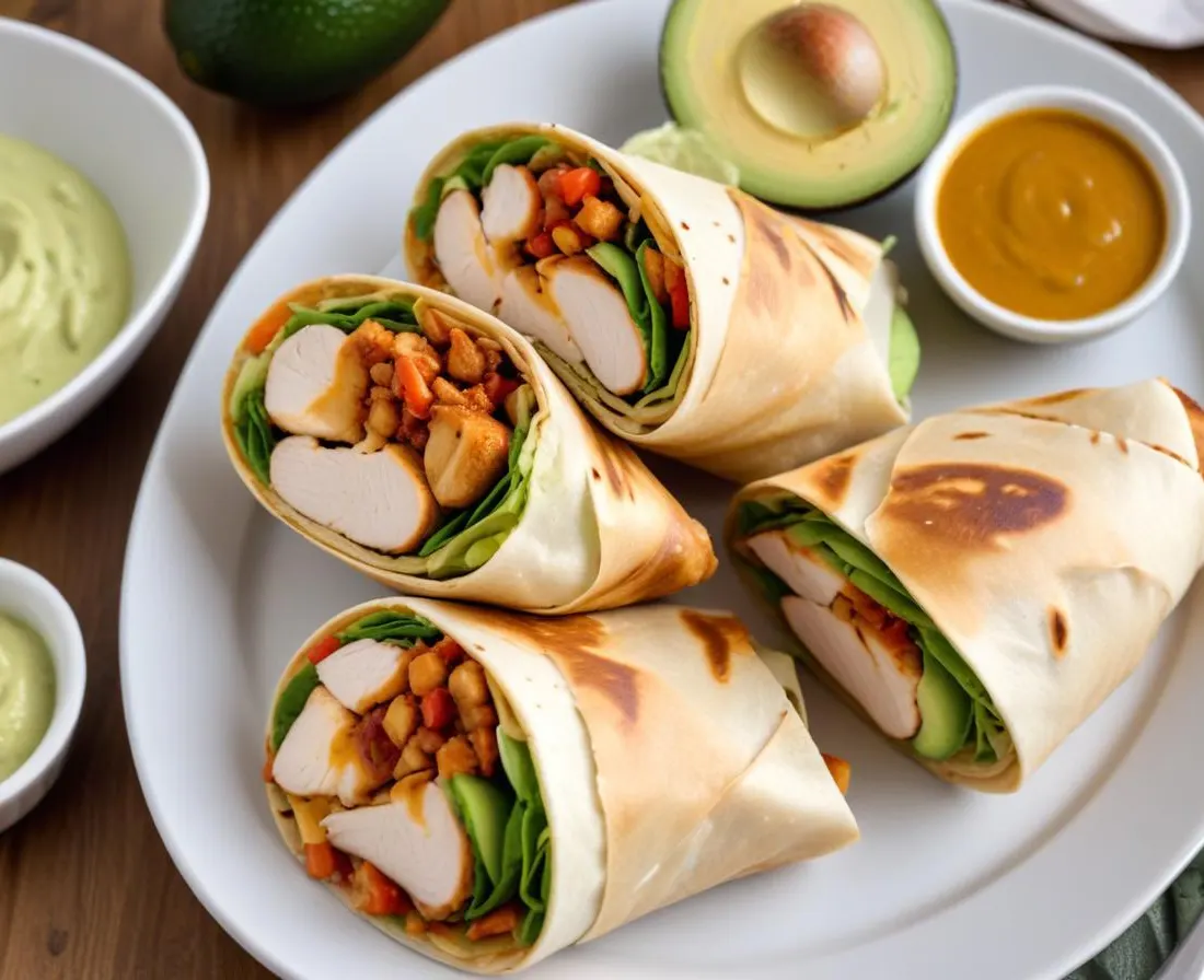Wrap de Poulet Grillé, Avocat et Sauce au Yaourt (pour 30 personnes)
