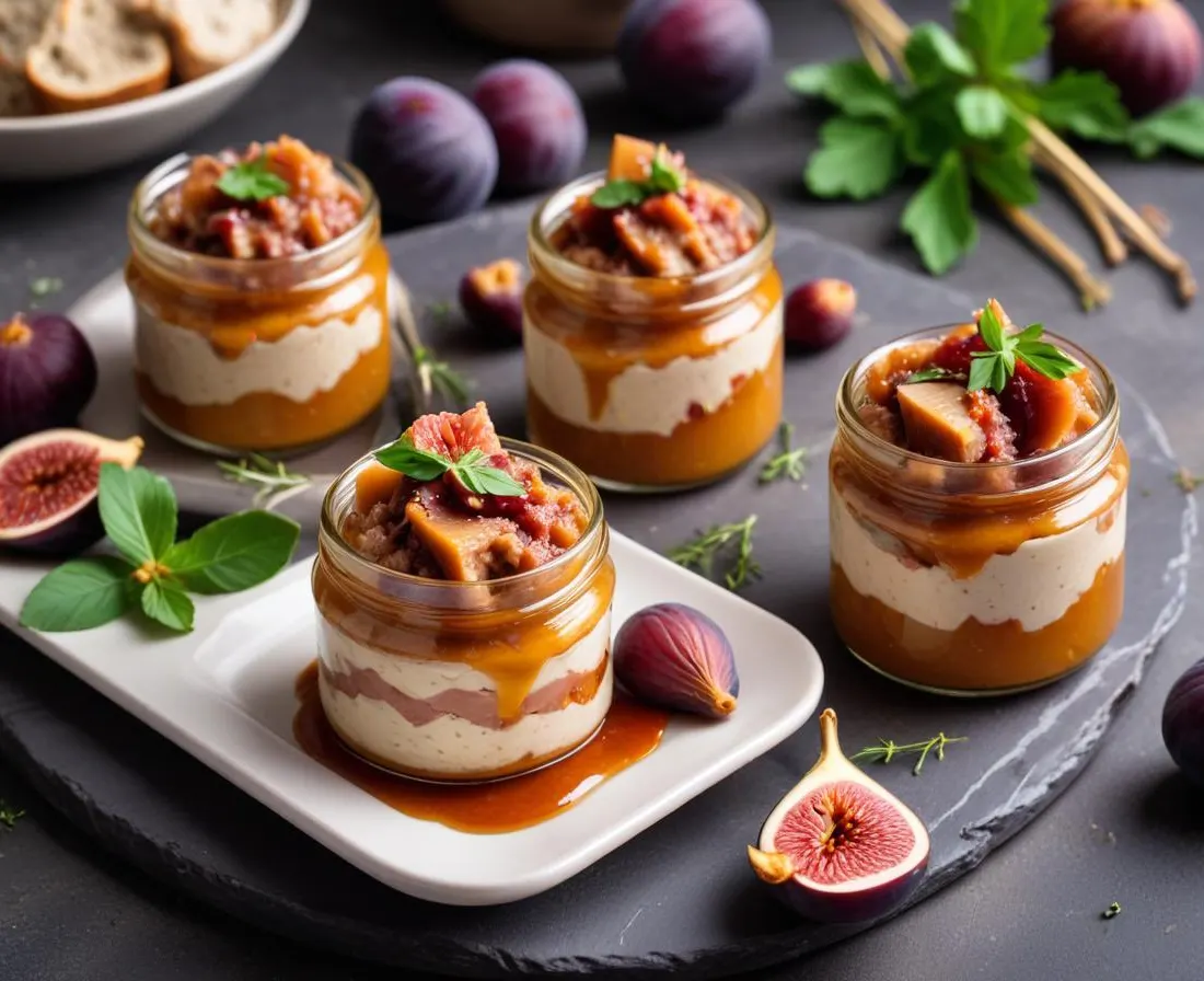 Verrines de Rillettes de Canard et Chutney de Figues