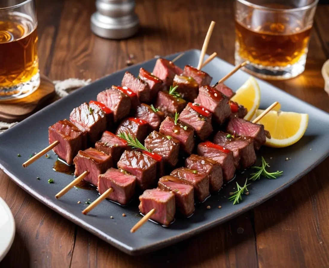 Brochettes de Bœuf Mariné au Whisky et Miel