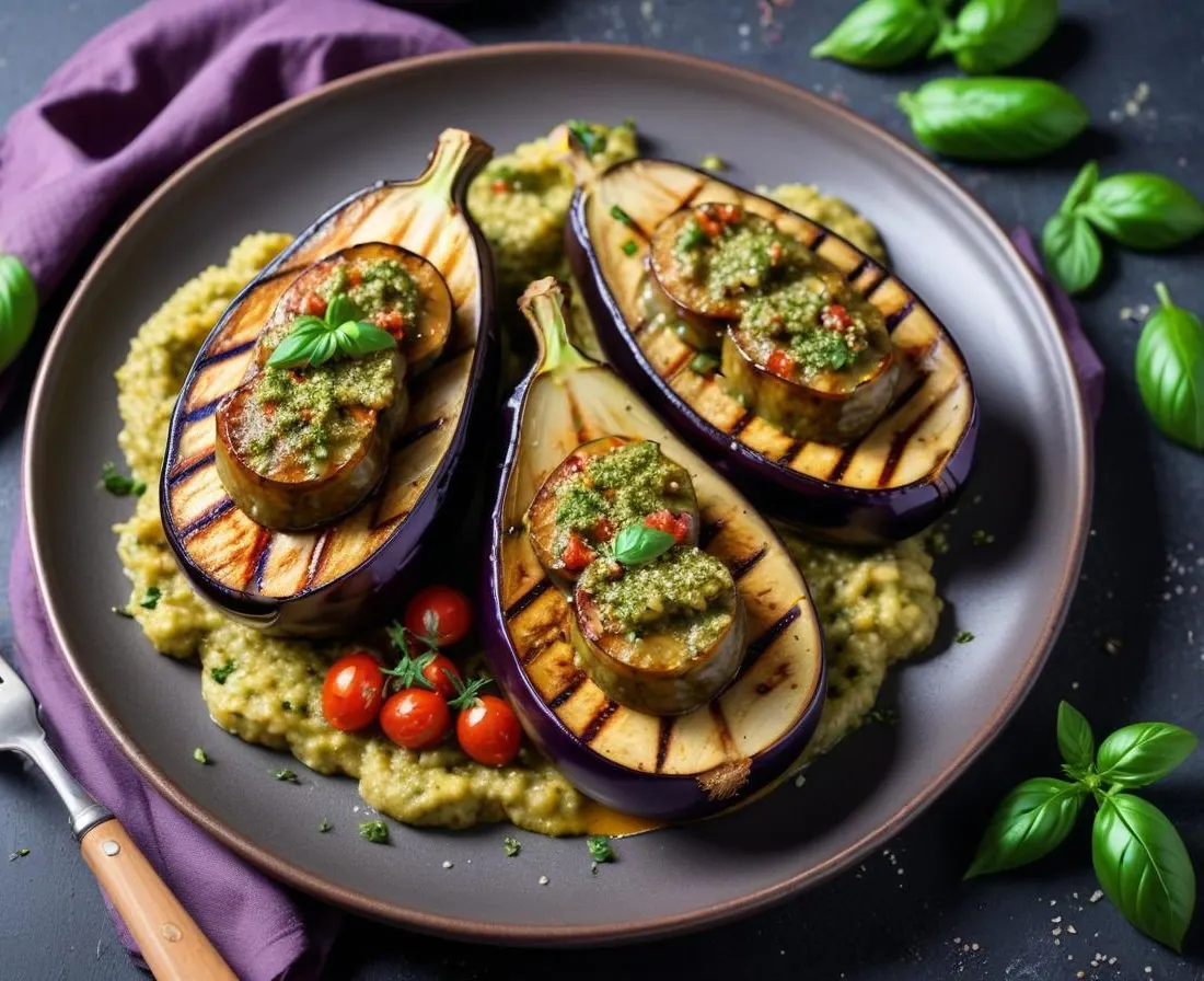 Aubergines grillées au pesto