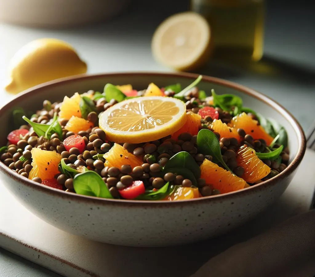 Salade de lentilles printanière à la vinaigrette citronnée