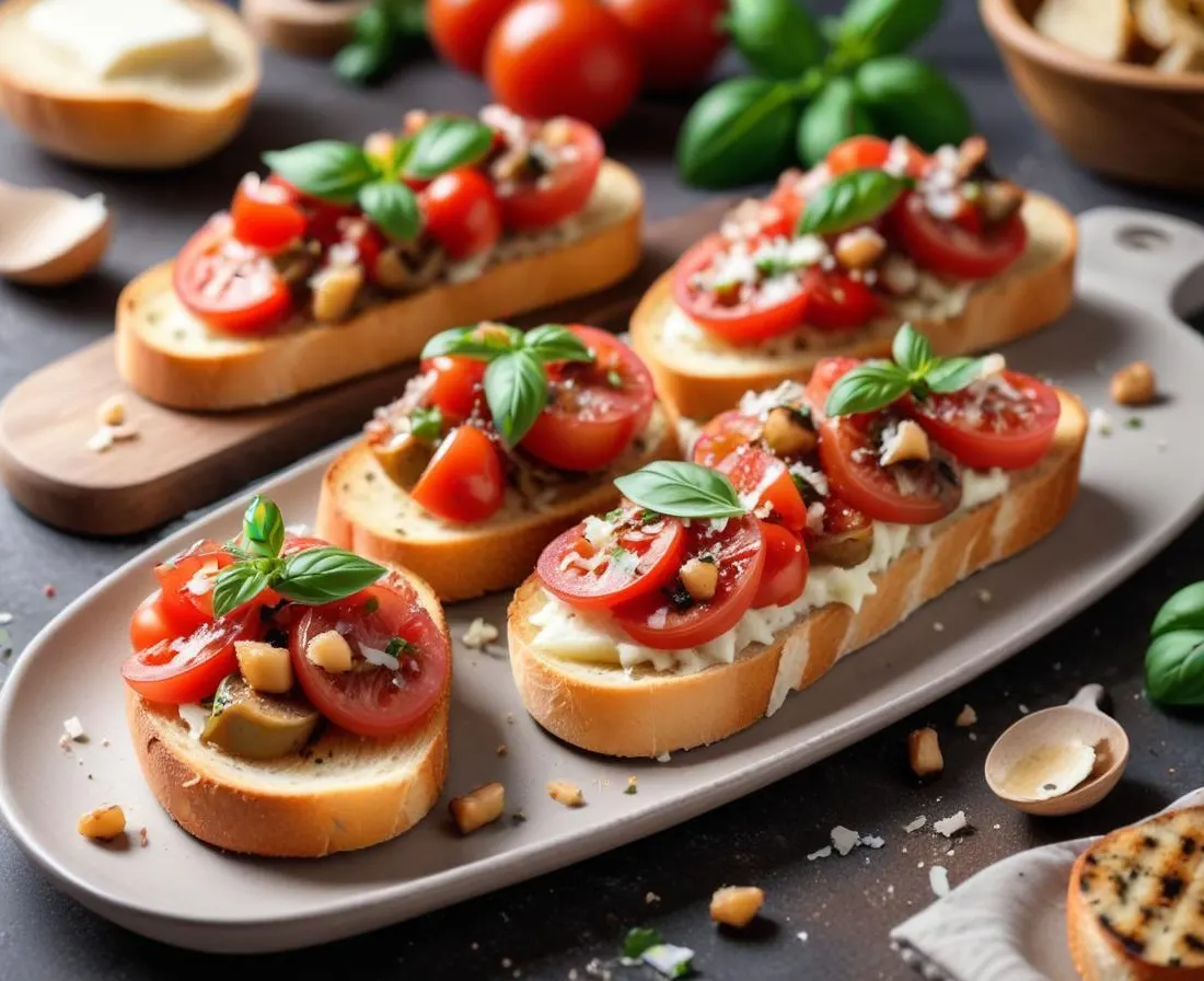 Bruschetta aux champignons et parmesan