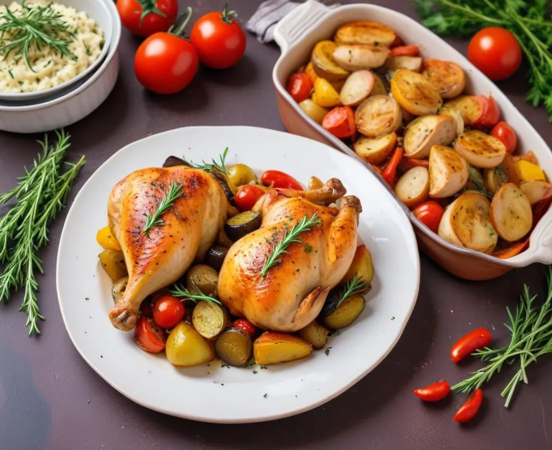 Poulet Rôti aux Herbes de Provence et sa Ratatouille Maison
