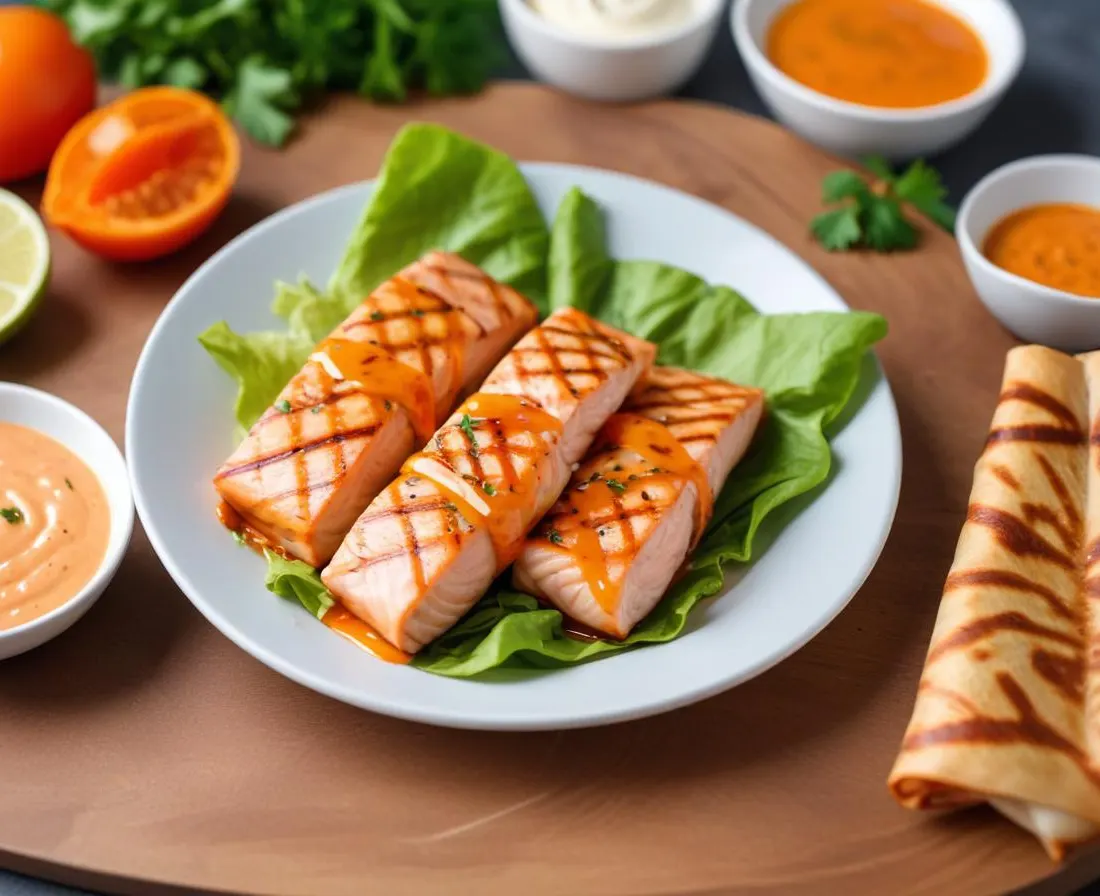 Wrap au Saumon Grillé et Sauce Aneth