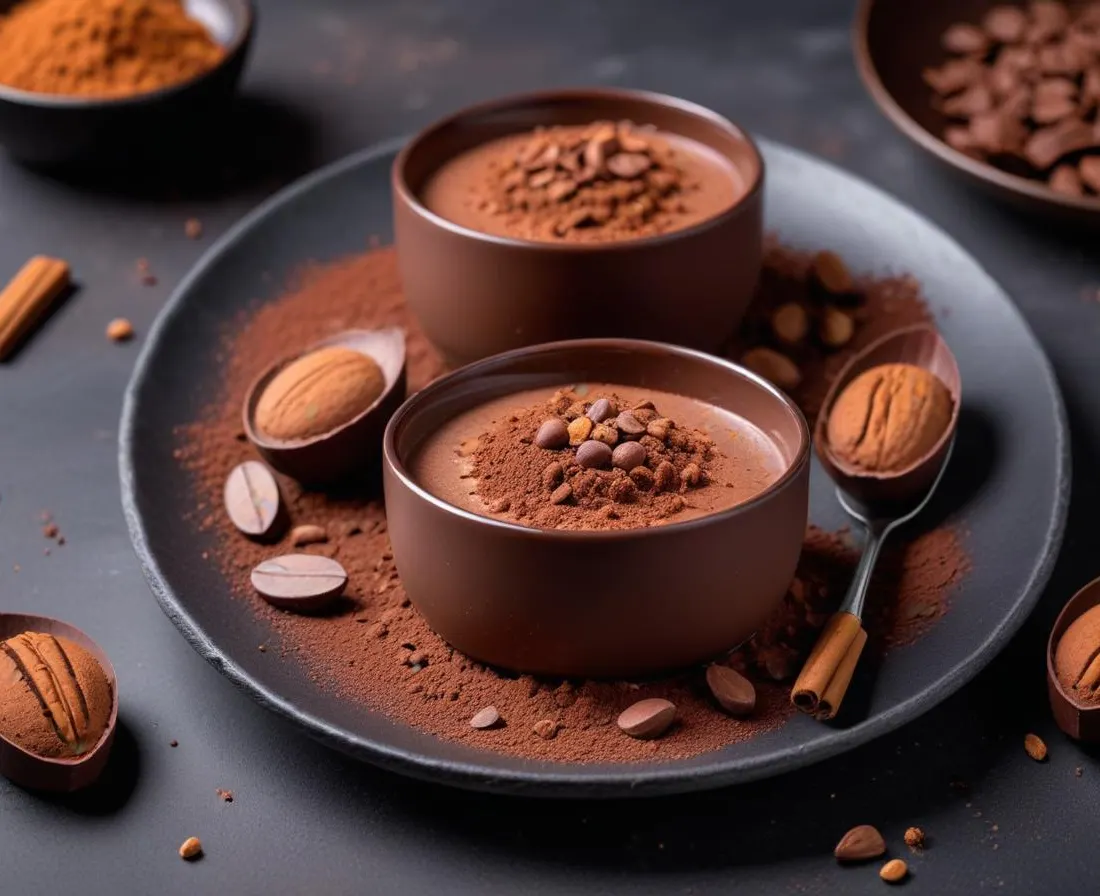 Mousse au chocolat noir et éclats de fèves de cacao