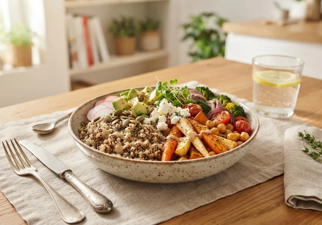 Bowl de quinoa et légumes rôtis
