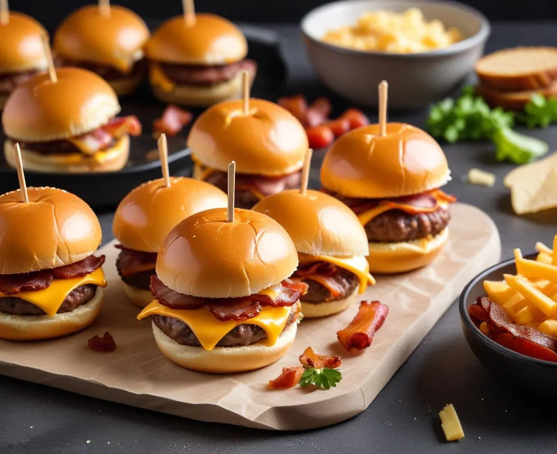 Mini burgers au cheddar et bacon