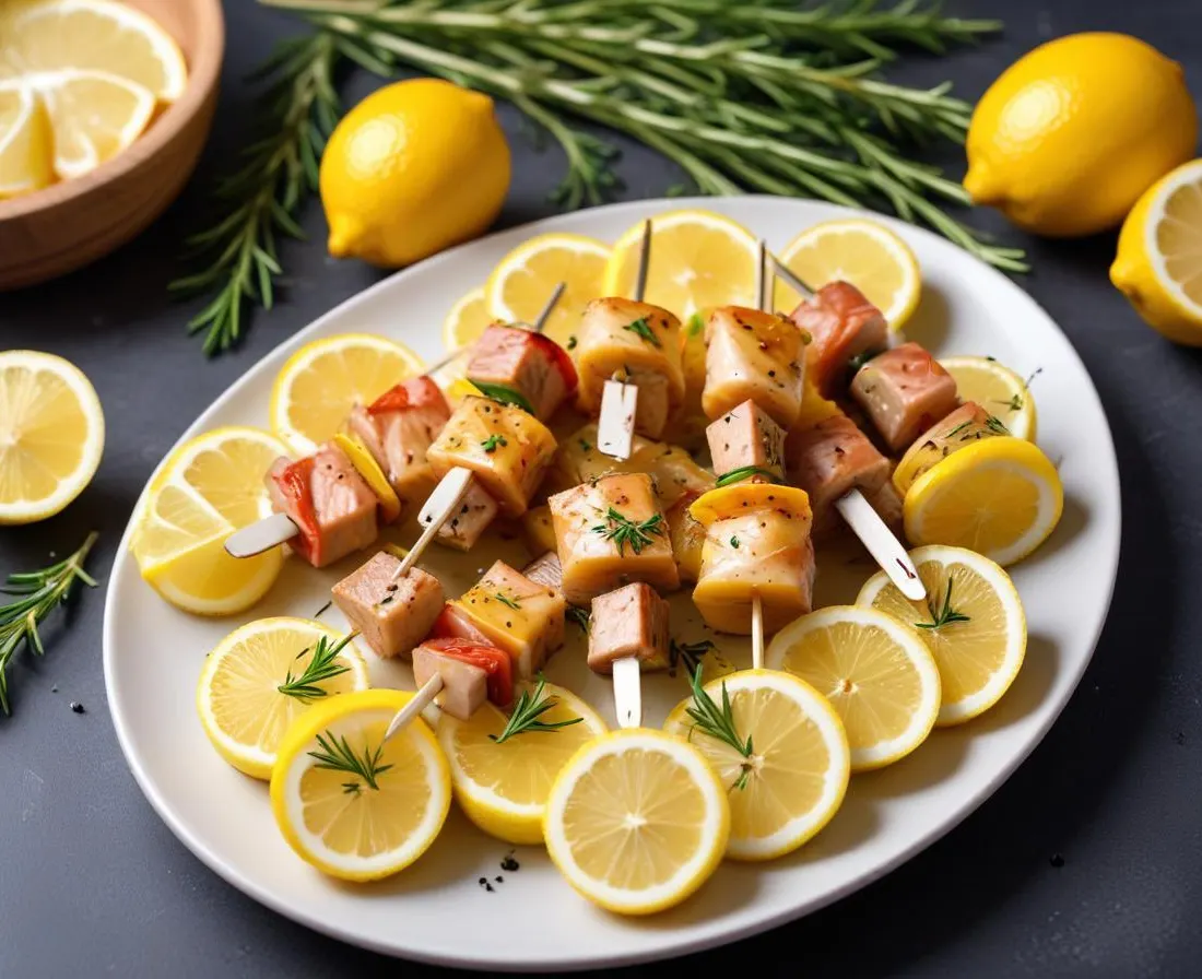 Brochettes de dinde marinée au citron et romarin