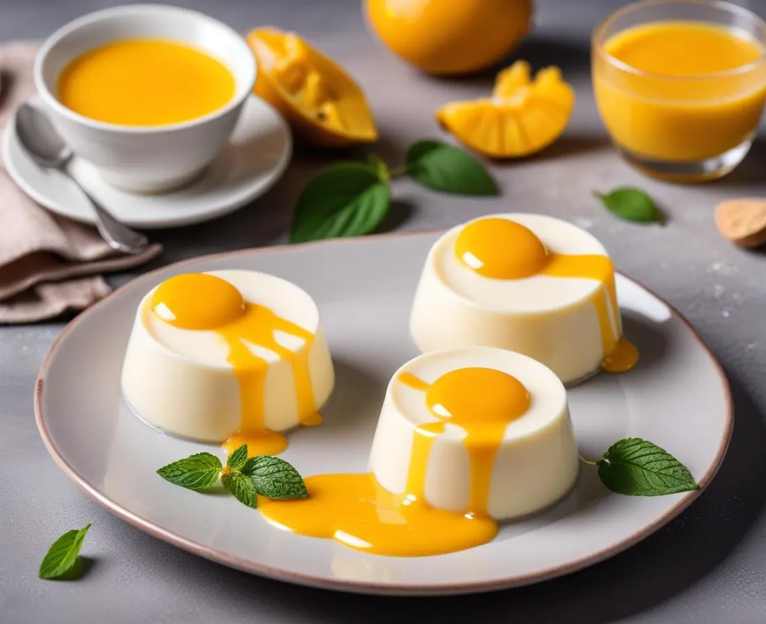 Panna cotta à la vanille et coulis de mangue