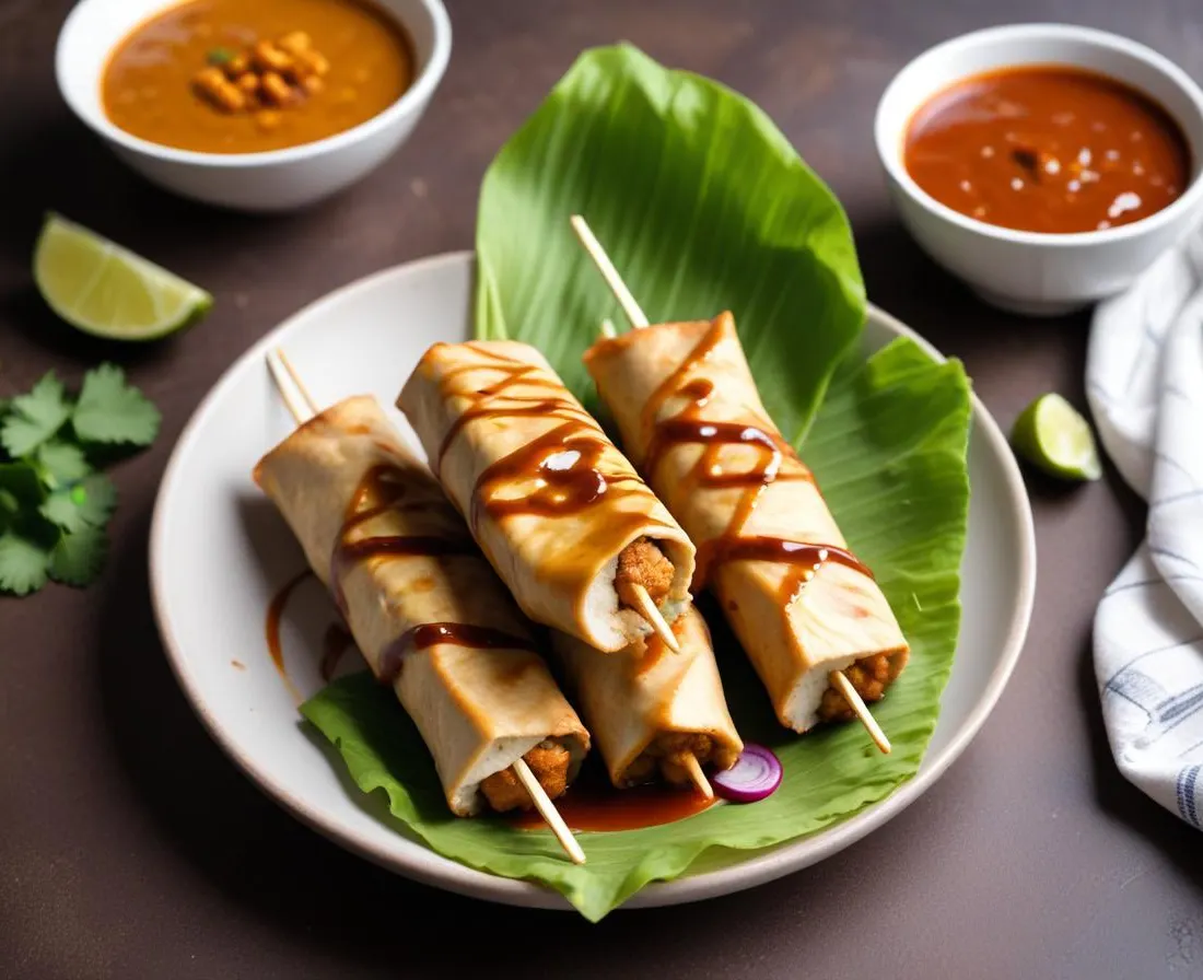 Wrap au Poulet Satay et Sauce Cacahuète